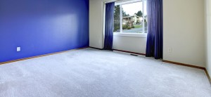 blue wall with carpet